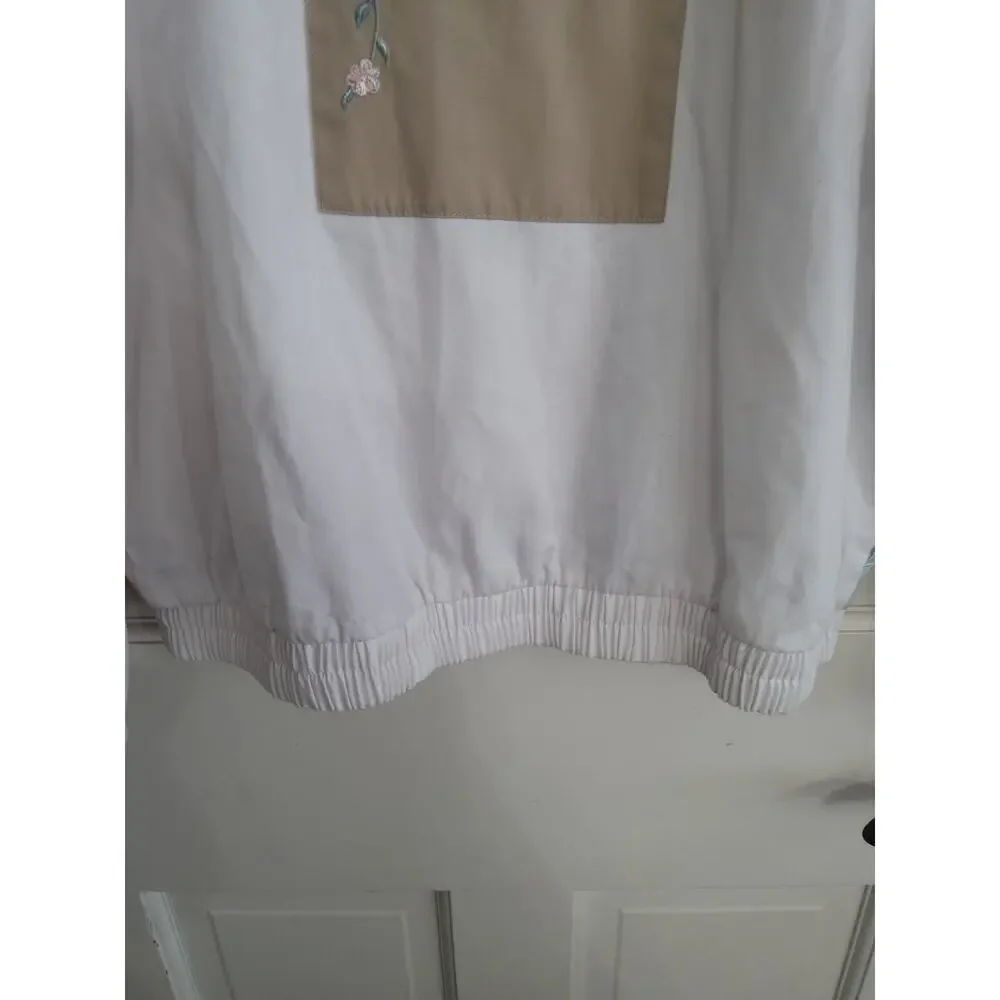 Vtg Y2K Cottagecore Patchwork Gmacore Jacket floral embroidery wht/pink Size M - Picture 11 of 12